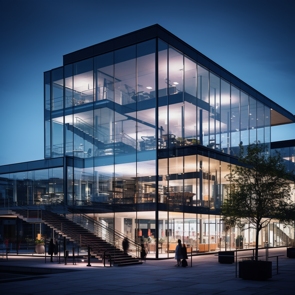 Moderne Arbeitswelten &ndash; Visualisierung gl&auml;sernes B&uuml;rogeb&auml;ude