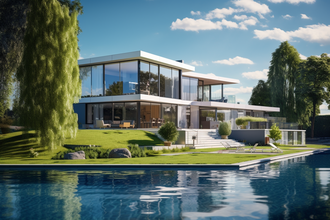 Meistervilla Weiherhaus – Visualisierung Gartenseite