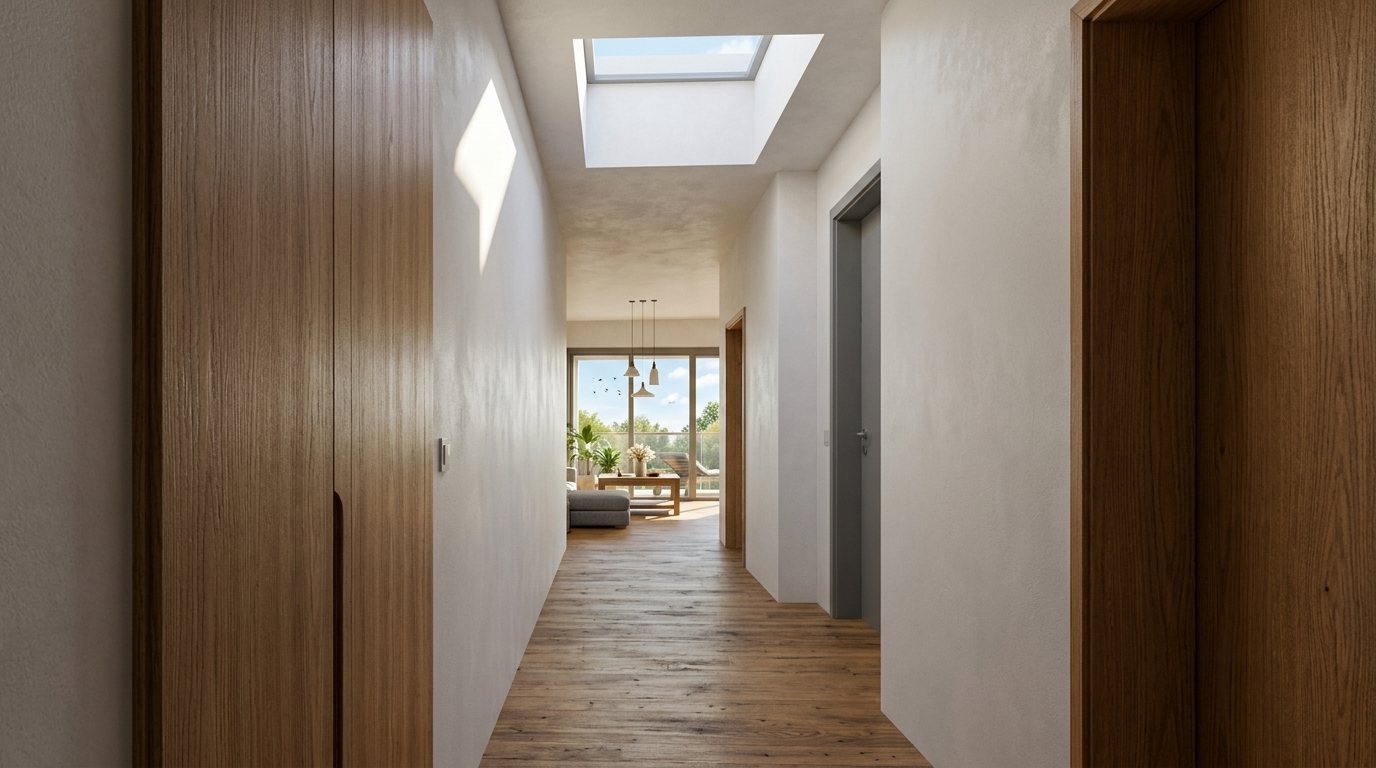 Visualisierung Flur mit Oberlicht in der Penthouse-Wohnung am Schwarzachhang